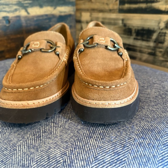 Donald J. Pliner Brown Suede Loafers with Buckle Detail - Picture 7 of 12